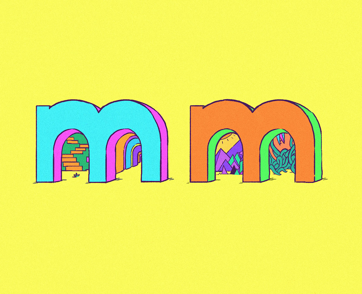 Double lower-case letter ms serve as portals to different planes of reality